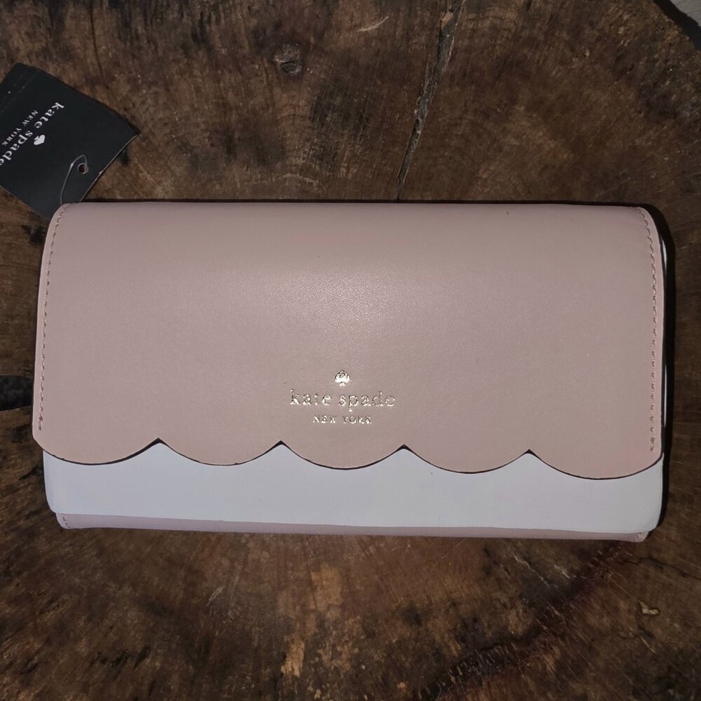 Kate Spade Gemma Scallop Wallet On Chain Rose Smoke Pink Crossbody NWT - Picture 5 of 16